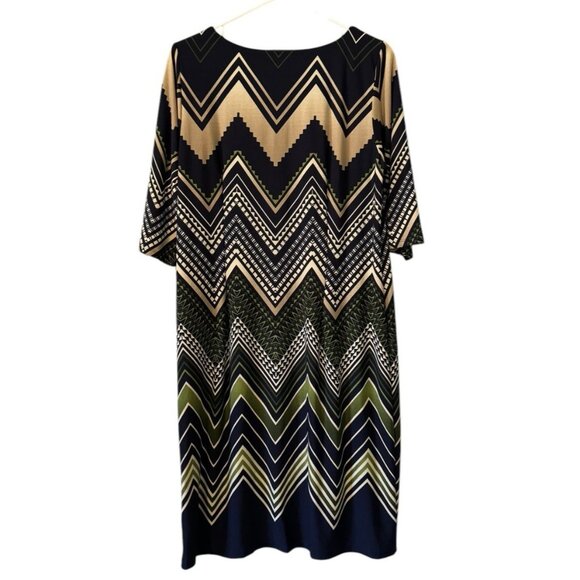 Sandra Darren Shift Dress Women Size 12 Stretch Midi Modest Wedding Guest Career - Picture 2 of 12